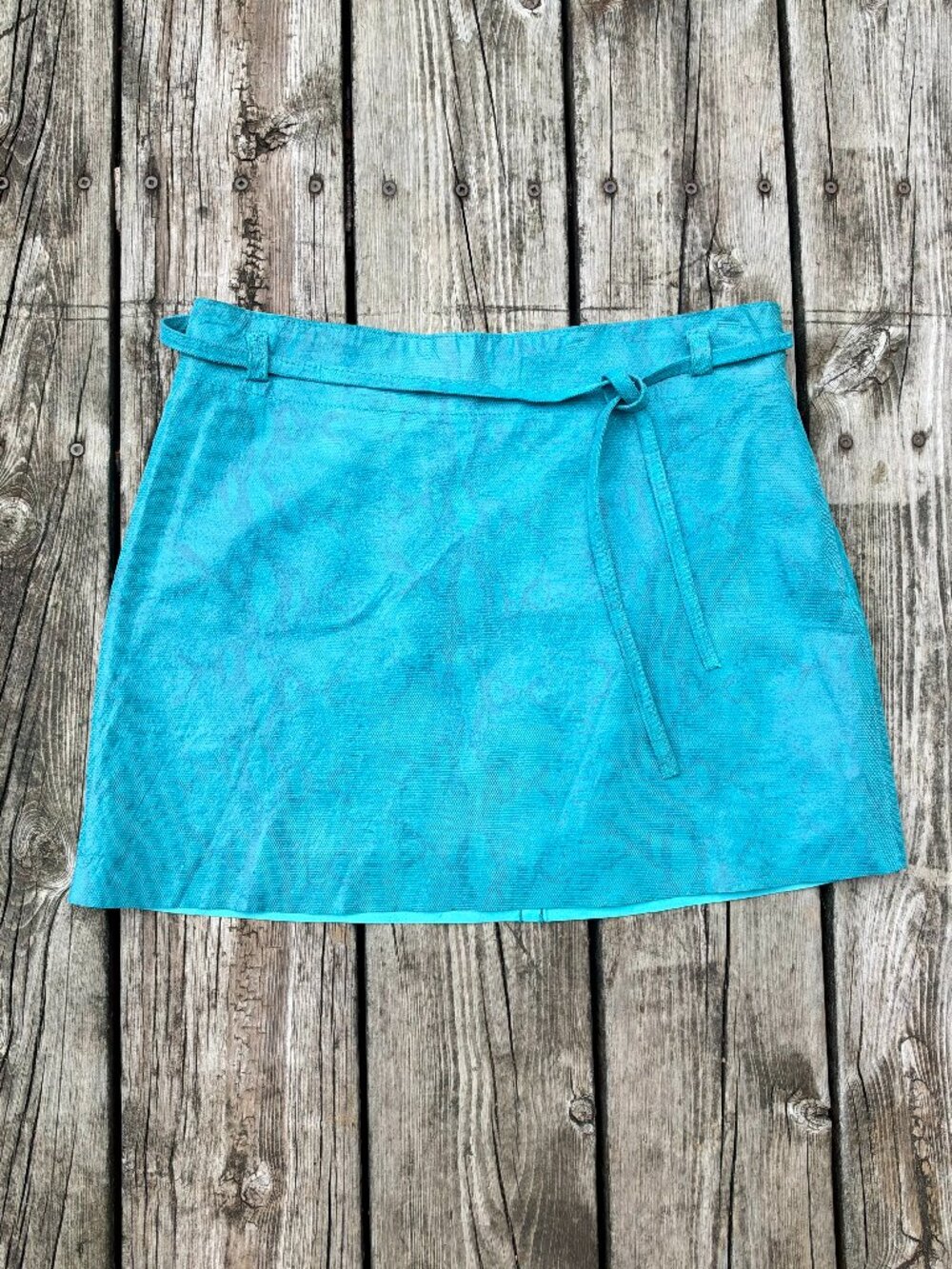 Suede leather Teal Miniskirt Express Y2K
